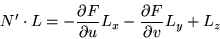 \begin{displaymath}
N' \cdot L = - \frac{\partial F}{\partial u}L_x -
\frac{\partial F}{\partial v}L_y +
L_z
\end{displaymath}